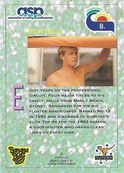 1993 Futera Hot Surf #8 Rob Bain Back